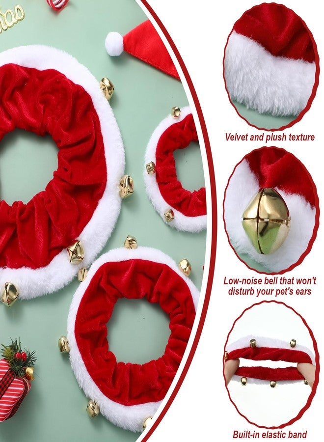 Bulyoou 3 Pcs Christmas Jingle Bell Dog/Cat Collars Buckle Festive Christmas/Holiday Plush Neckwear for Xmas Dog Cat Outfit Pet Stretchable Scrunchy Costume Accessory Soft Collar with Bell(Large) - Image 3